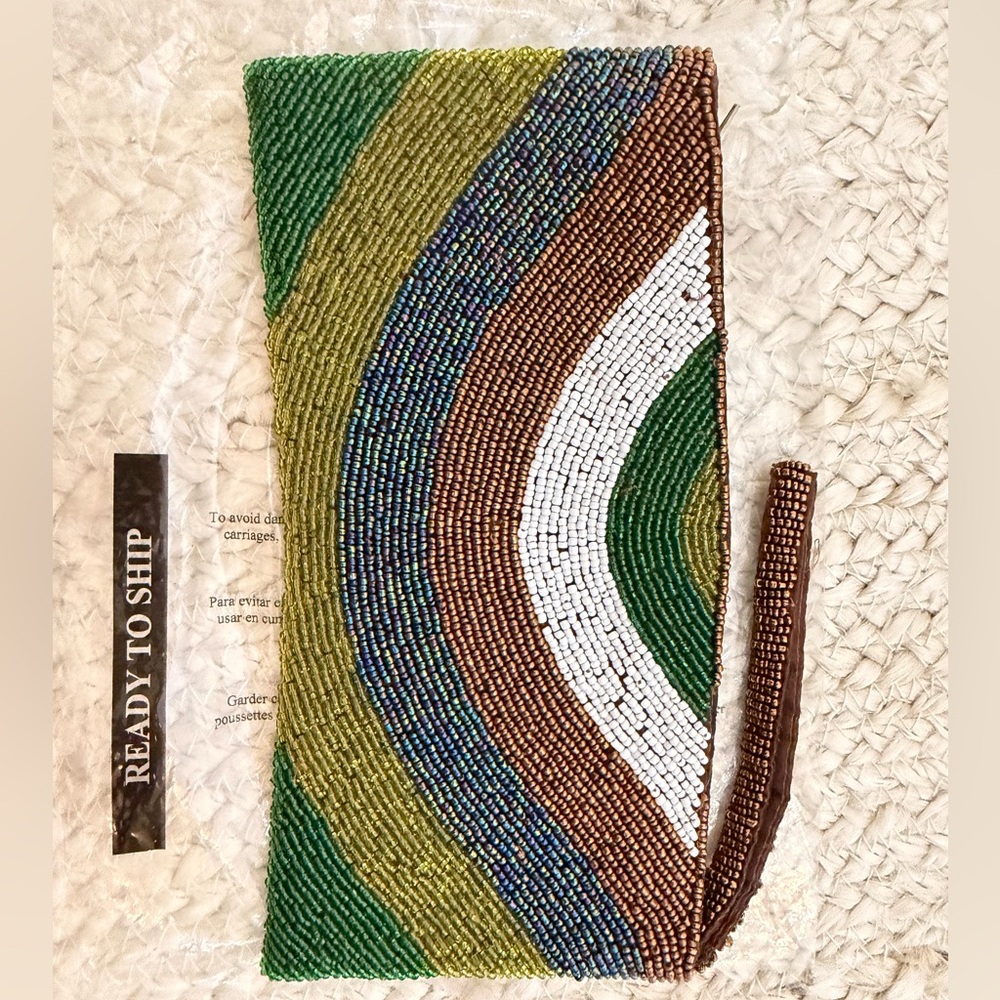Vintage Multicolor Hand Beaded Beaded Clutch